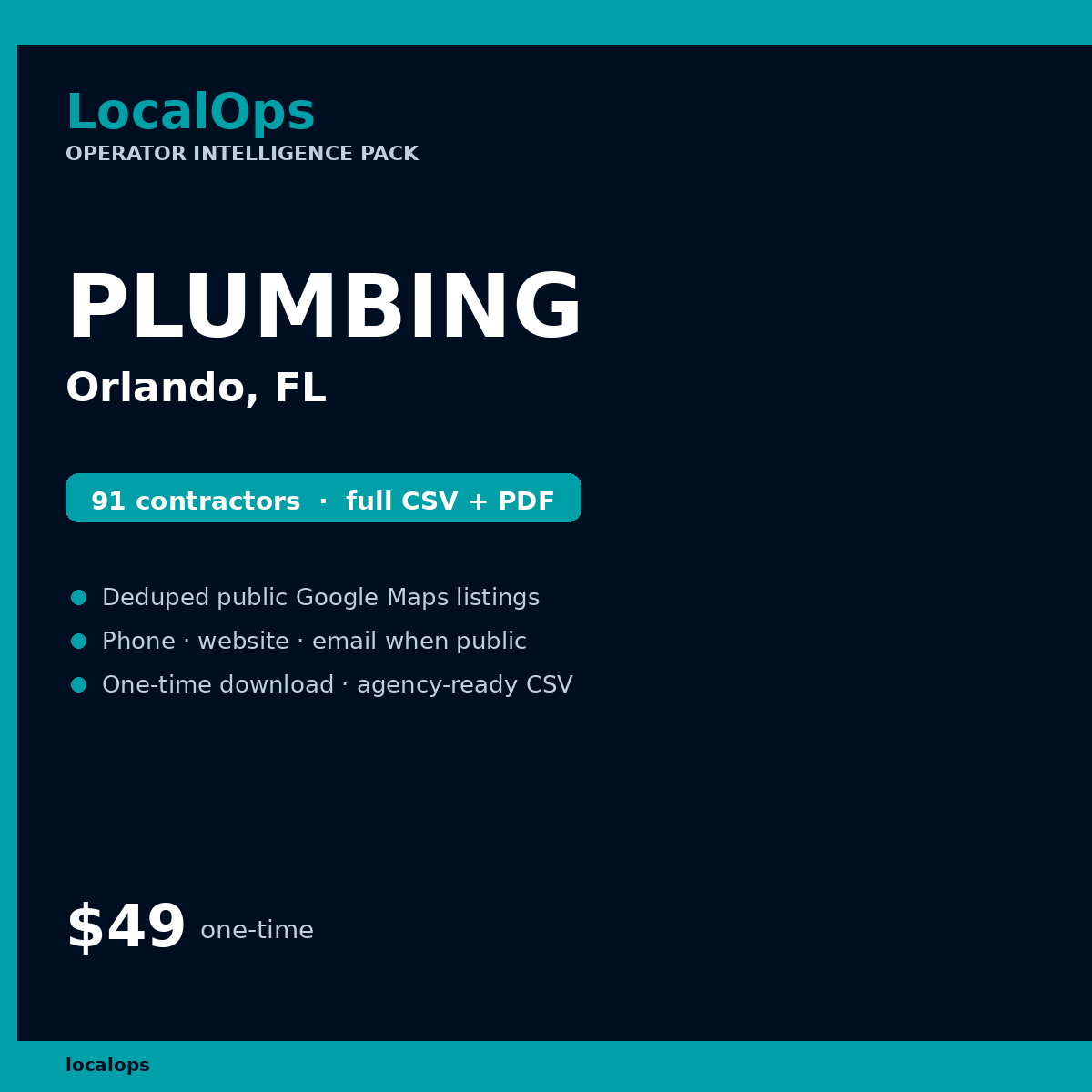 Orlando Plumbing Operator Pack